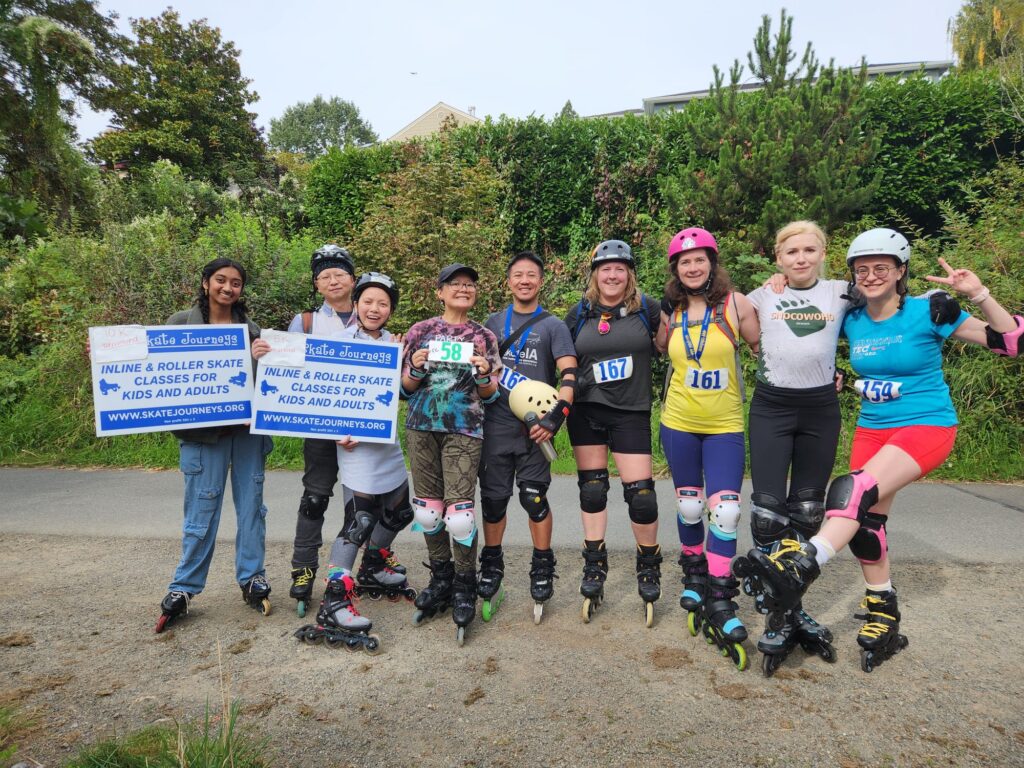 Group of people on roller skates.