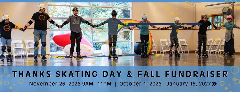inline and roller skaters holding hands on rink