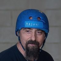 Man with blue helmet named Mason.